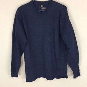 Carhartt Long Sleeve Original Fit Navy T-shirt Sleeve Spell Out  Size Small